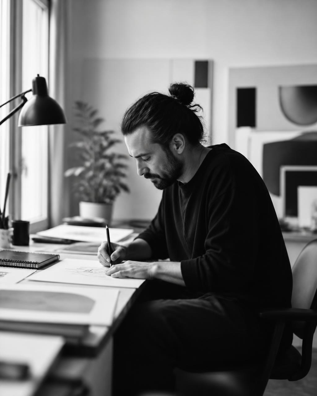 Black and white creator editorial portrait